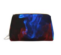 Borsa da toeletta, borsa per il trucco, da toeletta da viaggio portatile con cerniera,Fiamma rossa e blu