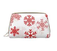 Borsa da toeletta, borsa per il trucco, da toeletta da viaggio portatile con cerniera,Fiocco di neve rosso Natale bianco