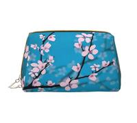 Borsa da toeletta, borsa per il trucco, da toeletta da viaggio portatile con cerniera,Foglie e piante Ombre primavera fiori di ciliegio giapponesi