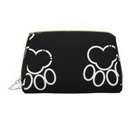 Borsa da toeletta, borsa per il trucco, da toeletta da viaggio portatile con cerniera,Impronta di zampe nere