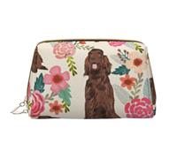 Borsa da toeletta, borsa per il trucco, da toeletta da viaggio portatile con cerniera,Irish Setter Fiori Fiori Pet Cane Crema