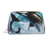 Borsa da toeletta, borsa per il trucco, da toeletta da viaggio portatile con cerniera,Le orche assassine salutano