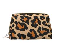 Borsa da toeletta, borsa per il trucco, da toeletta da viaggio portatile con cerniera,Leopardo che ripete l'arancione Ghepardo