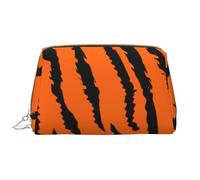 Borsa da toeletta, borsa per il trucco, da toeletta da viaggio portatile con cerniera,Leopardo tigre arancione