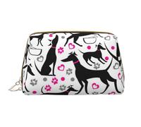 Borsa da toeletta, borsa per il trucco, da toeletta da viaggio portatile con cerniera,Levrieri e cuore di zampa