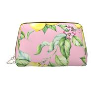 Borsa da toeletta, borsa per il trucco, da toeletta da viaggio portatile con cerniera,Limone giallo su sfondo rosa