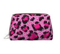 Borsa da toeletta, borsa per il trucco, da toeletta da viaggio portatile con cerniera,Moda di bellezza leopardata rosa di lusso