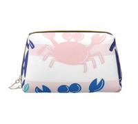 Borsa da toeletta, borsa per il trucco, da toeletta da viaggio portatile con cerniera,Modello a strisce di mare di granchio animale
