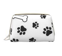 Borsa da toeletta, borsa per il trucco, da toeletta da viaggio portatile con cerniera,Modello di cane con impronta di zampa