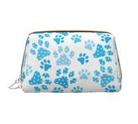 Borsa da toeletta, borsa per il trucco, da toeletta da viaggio portatile con cerniera,Modello di impronta di zampa di cane blu