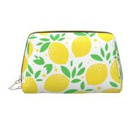 Borsa da toeletta, borsa per il trucco, da toeletta da viaggio portatile con cerniera,Modello foglia verde limone giallo