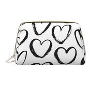 Borsa da toeletta, borsa per il trucco, da toeletta da viaggio portatile con cerniera,Modello senza cuciture con cuori