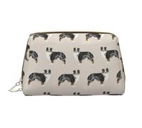 Borsa da toeletta, borsa per il trucco, da toeletta da viaggio portatile con cerniera,Pastore australiano