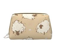 Borsa da toeletta, borsa per il trucco, da toeletta da viaggio portatile con cerniera,Pecora di luce nera animale