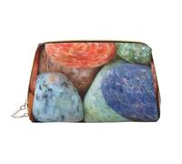 Borsa da toeletta, borsa per il trucco, da toeletta da viaggio portatile con cerniera,Pietre colorate stampate