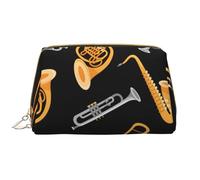 Borsa da toeletta, borsa per il trucco, da toeletta da viaggio portatile con cerniera,Sassofono Trombone Amante Musica