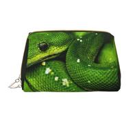 Borsa da toeletta, borsa per il trucco, da toeletta da viaggio portatile con cerniera,Serpente verde rettile
