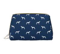 Borsa da toeletta, borsa per il trucco, da toeletta da viaggio portatile con cerniera,Silhouette di cane levriero blu navy