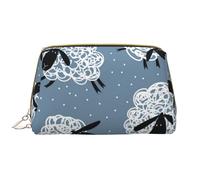 Borsa da toeletta, borsa per il trucco, da toeletta da viaggio portatile con cerniera,Stampa di pecorelle animali carine