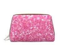 Borsa da toeletta, borsa per il trucco, da toeletta da viaggio portatile con cerniera,Stampa glitter rosa scintillante