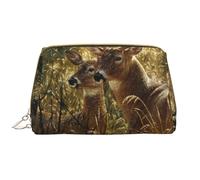 Borsa da toeletta, borsa per il trucco, da toeletta da viaggio portatile con cerniera,Stampa Natura Animale selvatico Cervi