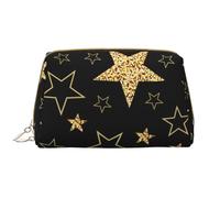 Borsa da toeletta, borsa per il trucco, da toeletta da viaggio portatile con cerniera,Stelle dorate su sfondo nero