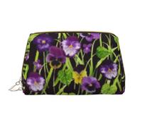 Borsa da toeletta, borsa per il trucco, da toeletta da viaggio portatile con cerniera,Viola del pensiero