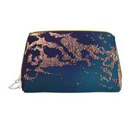 Borsa da toeletta, borsa per il trucco, da toeletta da viaggio portatile con cerniera,Viola, verde acqua, oro rosa, marmo, feste