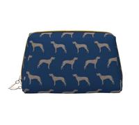 Borsa da toeletta, borsa per il trucco, da toeletta da viaggio portatile con cerniera,Weimaraner Cane Semplice Design Cane Blu Navy