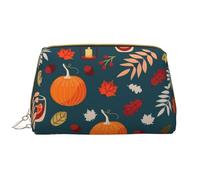 Borsa da toeletta, borsa per il trucco, da toeletta da viaggio portatile con cerniera,Zucca felice del Ringraziamento