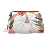 Borsa da toeletta, borsa per il trucco, da toeletta da viaggio portatile con cerniera,Zucca Ringraziamento Dalia Rosa Fiore Autunno