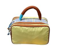 Borsa da toeletta, borsa per il trucco portatile per auto, borsa da toilette moderna con cerniera e stampa a scacchi per stadi, aeroporti, aerei, vacanze, scuole, spiagge, festival, ginnasi