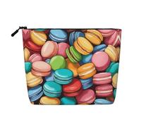 Borsa da toeletta con stampa aromatizzata di biscotti Macaron, borsa per cosmetici, grande capacità, borsa da viaggio per il trucco da donna, per uso quotidiano e viaggio, Nero , Taglia unica