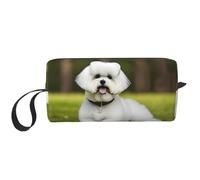 Borsa da toeletta con stampa di cane Bichon Frise per donne formato da viaggio carino borsa da toilette da viaggio borsa per trucco borsa organizer, bianco, Taglia unica