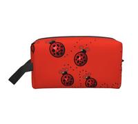 Borsa da toeletta con stampa di coccinelle e tracce artistiche da viaggio, portatile, di grande capacità, con cerniera