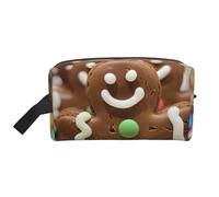 Borsa da toeletta con stampa di omini di pan di zenzero per donne e uomini, borsa per il trucco da viaggio di grande capacità