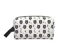 Borsa da toeletta con stampa di testa di lupo e luna, per uomo e donna, borsa da viaggio per cosmetici, accessori da viaggio da appendere per articoli da toeletta da barba