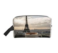 Borsa da toeletta con stampa Torre Eiffel Parigino Caffè per Donne Uomini Borsa per il Trucco da Viaggio Grande Capacità Sacchetto Cosmetico Sacchetto di Immagazzinaggio