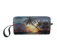 Borsa da toeletta con stampa tropicale al tramonto per le donne formato da viaggio carino borsa da toilette da viaggio borsa per trucco borsa organizer, bianco, Taglia unica