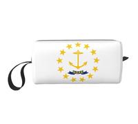 Borsa da toeletta da donna con stampa bandiera del Rhode Island, borsa da viaggio carina borsa da viaggio borsa da trucco borsa organizer, bianco, Taglia unica
