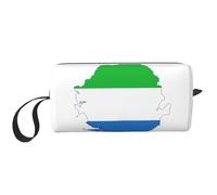 Borsa da toeletta da donna con stampa della mappa della Sierra Leone, formato da viaggio, graziosa borsa da viaggio per trucchi, bianco, Taglia unica