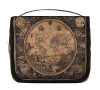 Borsa da toeletta da viaggio con mappa del mondo retrò da appendere borsa da bagno per cosmetici accessori per il trucco organizer impermeabile borsa da doccia borsa di bellezza per donne ragazze
