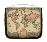 Borsa da toeletta da viaggio con mappa del mondo vintage, borsa da viaggio per cosmetici, accessori per il trucco, organizer impermeabile, borsa da doccia, borsa di bellezza per donne, ragazze,