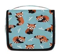 Borsa da toeletta da viaggio con panda rosso carino borsa da viaggio organizer per accessori per il trucco organizer impermeabile borsa da doccia borsa di bellezza per donne ragazze bambini Panda