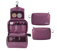 Borsa da toeletta da viaggio di grande capacità Organizzatore estetico sospeso resistente all'acqua con più tasche per le donne Girls Shower Trip Business Business Black Grey (Viola)