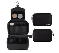 Borsa da toeletta da viaggio di grande capacità Organizzatore estetico sospeso resistente all'acqua con più tasche per le donne Girls Shower Trip Business Business Black Grey (Nero)