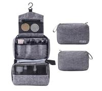 Borsa da toeletta da viaggio di grande capacità Organizzatore estetico sospeso resistente all'acqua con più tasche per le donne Girls Shower Trip Business Business Black Grey (Grigio)