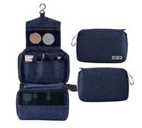 Borsa da toeletta da viaggio di grande capacità Organizzatore estetico sospeso resistente all'acqua con più tasche per le donne Girls Shower Trip Business Business Black Grey (blu navy)