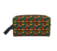 Borsa da toeletta da viaggio unisex con stampa patchwork in stile africano di grande capacità, borsa cosmetica portatile per riporre tutti