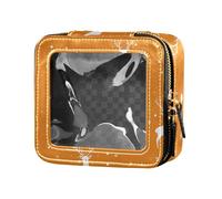 Borsa da toeletta in pelle trasparente con cervo bianco di Natale a forma di cartone animato, mini contenitori per il trucco per i viaggi